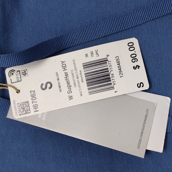 Adidas Womens SuperHer Sweatshirt H67062 Altered Blue S - Picture 7 of 15